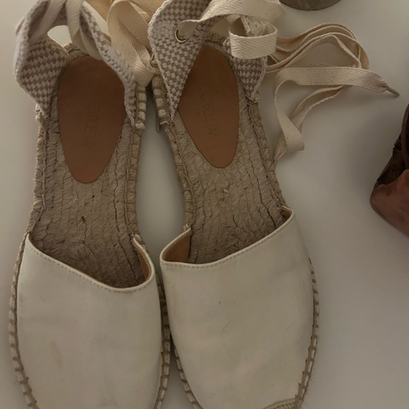 J. Crew Dorsey Lace up Cream Canvas Espadrille Flats - Picture 12 of 12